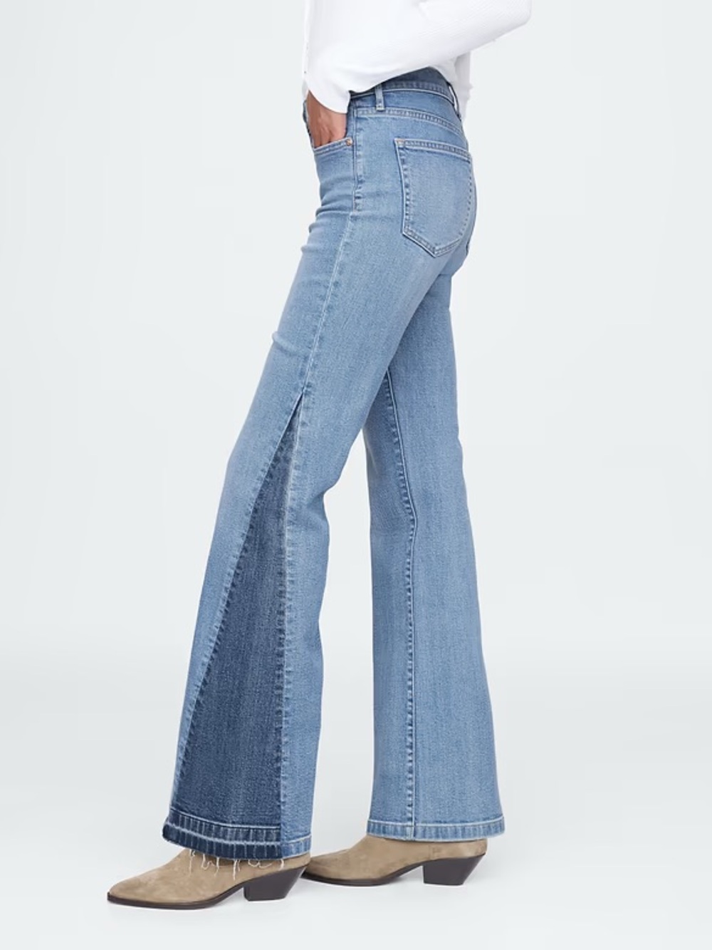 GAP 70s Flare High Rise Jeans Contrast Denim Stretch